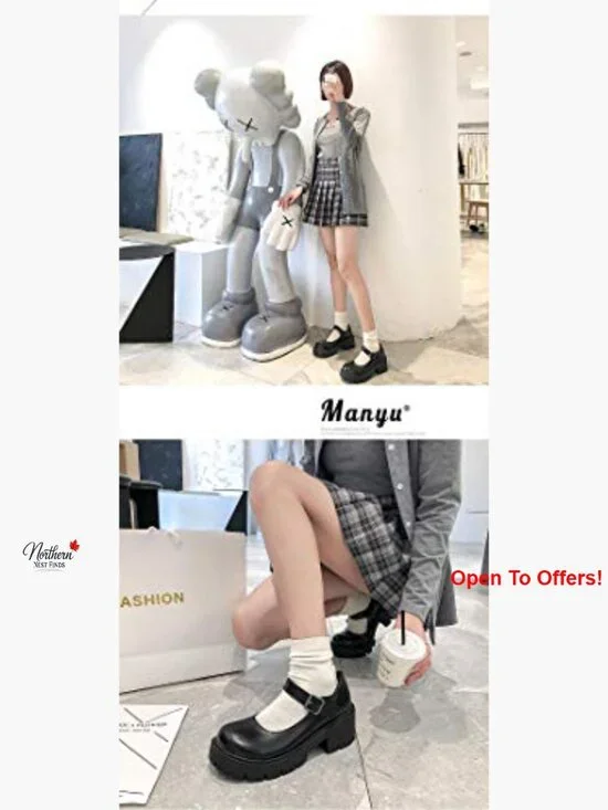 PU Leather Platform Mary Jane Heels with Elastic T-Strap - Picture 6 of 7